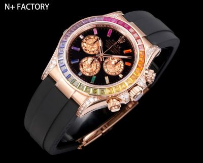 N Factory Rolex Daytona Rainbow Diamond Bezel 40mm 7750/4310/4131 Movement Rose Gold Case Watch